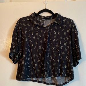 F21 cropped button up shirt